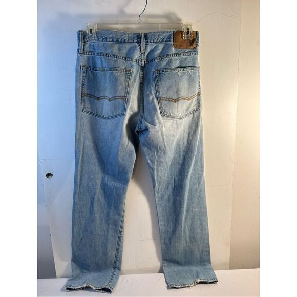 American eagle 31x32 relaxed straight jeans light denim distressed #54485 - Picture 2 of 9